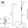 Aluguer de tripé Girafa AMBITFUL Suporte de luz em C de metal com braço de braço para fotografia, altura máxima de 320 cm